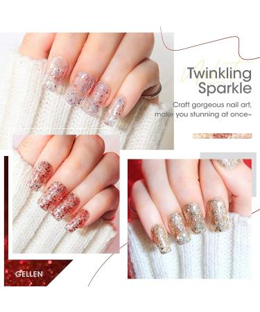 GELLEN Glitter Gel Nail Polish Set - 6 Trendy Diamond Shine Colors for Salon-Quality DIY Manicures - Buy Online on GoSupps.com