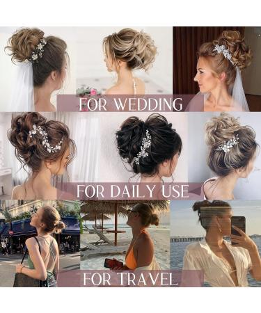 Porsmeer 2-Piece Brown Messy Hair Bun Extensions - Curly Wavy Updo Scrunchies for Women & Girls | Large Synthetic Chignons - Buy Online on GoSupps.com