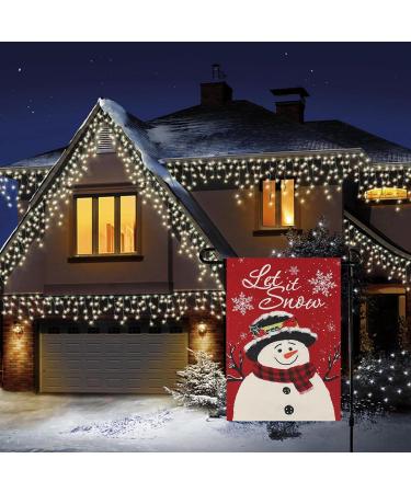 Snowman Garden Flag 30.5x45.7 cm | Double-Sided Christmas Outdoor Decoration | Let It Snow Winter Farmhouse Flag - Buy Online on GoSupps.com
