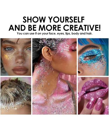  Clawrex Glitter pen set for face lips hair nails holographic glitter gel for festivals (silver) - Buy Online on GoSupps.com