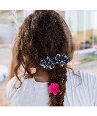 Dalababa Dark Blue Rhinestone Hair Clips | Flower Crystal Hair Accessories for Brides Weddings & Parties - Buy Online on GoSupps.com