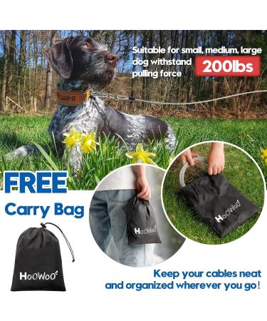 10FT Hoowoo Chew Proof Dog Tie Out Cable - Swivel Lockable Hook - Outdoor Dog Runner for Yard, Camping & Beach - Buy Online on GoSupps.com