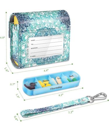 FINPAC Weekly Pill Organizer - 4x Daily PU Leather Case for Travel | Vitamin & Medicine Reminder | Emerald Illusions - Buy Online on GoSupps.com