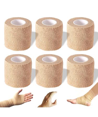 Self Adhesive Bandage Wrap 2 inches x 5 Yards 6 Pack Self Adhering Bandage Wrap Self Adherent Cohesive Wrap Bandages for Sports Bandage Wrap for Sports First Aid Tape