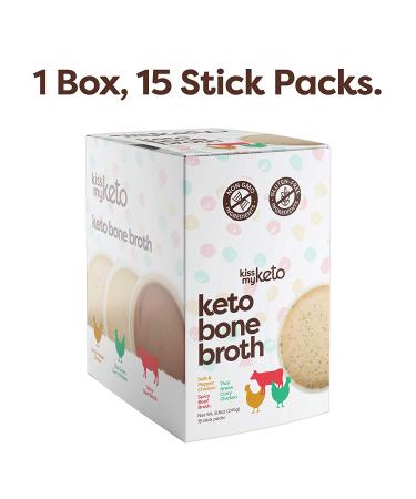 Kiss My Keto Bone Broth Powder Travel Packets 15 Pack - Thai Chicken, Pepper Chicken & Beef | Collagen Protein (9g) + MCT Oil | 18 Amino Acids | Low Carb Instant Bone Broth Single Servings - Buy Online on GoSupps.com