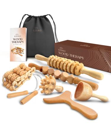 Ezero Maderotherapy Set 6 Pieces - Maderotherapy Wood with Wood - Fascia roller wood - Massage set - Massage roller wood - Massage Wood - Massage roller legs - Body Gua Sha - Madero Massage - Buy Online on GoSupps.com
