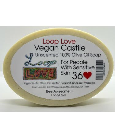 Loop Love Vegan Castile Soap - Unscented 100% Olive Oil Bar - Maximum Moisturization for Sensitive Skin - Long Lasting & Cold Process - Made in the USA - Buy Online on GoSupps.com