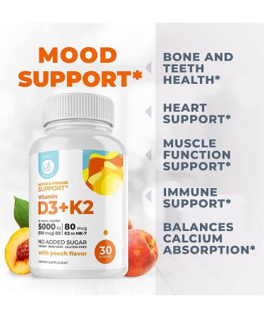 Dr. Moritz Vitamin D3 K2 Gummies 5000 IU - Sugar-Free Immune Support Supplement for Healthy Bones - Vegan & Gluten-Free Chewable Gummies for Adults & Kids - Buy Online on GoSupps.com