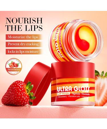 ARCHIDATE Lip Sleeping Mask for Dry Lips Overnight Lip Mask Deep Hydration Restores Softness Nourishes Dry Chapped Lips Enriched with Natural Strawberry Extract & Vitamin E Smooth Fine Lines - Buy Online on GoSupps.com