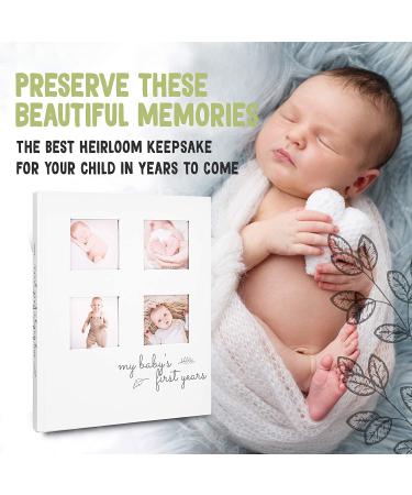Baby Memory Book - Modern Minimalist 5 Year Journal for Boys & Girls - First Year Milestones Scrapbook - 66 Page Hardcover Album (Alpine White) - Buy Online on GoSupps.com