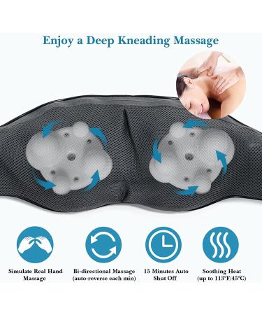 Shiatsu Neck Back Shoulder Massager with Heat - Electric Deep Tissue Massage Pillow for Full Body Relaxation - Home, Office, Car Use - Gray - Buy Online on GoSupps.com
