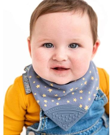 Cheeky Chompers Neckerchew Baby Bib with Teether | Midnight Stars Design | Reversible Dribble Bib for Teething Toddlers - Buy Online on GoSupps.com