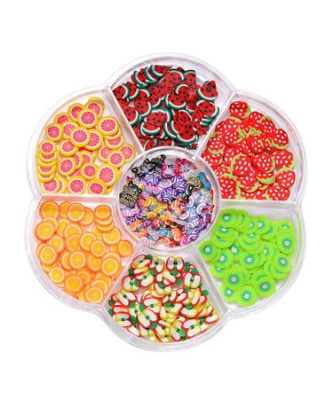 Nail Gems Nail Charms Fruit and Flower Shaped Nail Arts Slices 3D Clay Slices Mini Slices for DIY Crafts Nail Arts and Cellphone Decoration Nail Tools Nail Glitter Nail Stuff Nail Art (A One Size) One Size A