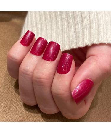 Buy Novo Ovo Short Corner Oval Press-On Nails - Angular Rose Red Monochrome | Long-Lasting Artificial Fingernails with Glue - International Shipping Available - Buy Online on GoSupps.com