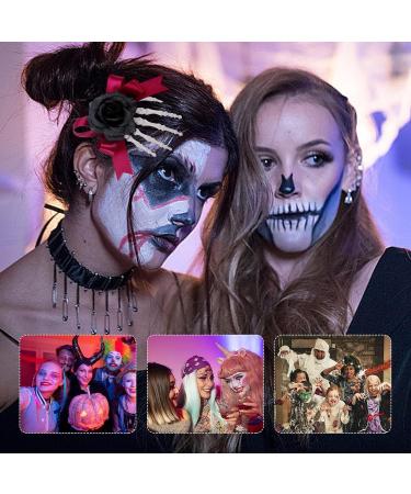 Hand Bone Shape Hair Clip Cute Skull Hand Hair Clip with Bowknot - Skull Hand and Flower Barrettes Bone Claw Hairpins Halloween Claw Hairpin Strong Hold Hair Barrette Black - Buy Online on GoSupps.com