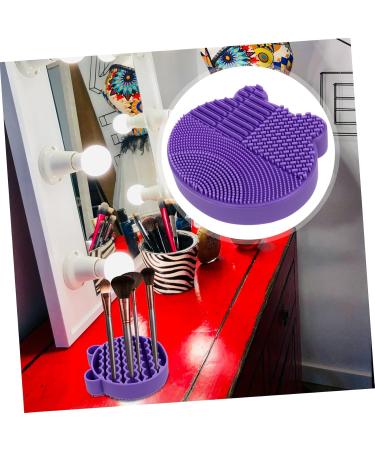 DOITOOL 2 1 Makeup Brush Cleaning Pad Cosmetic Brush Cleaning Mat Silicone Makeup Brush Cleaner Mat Silicone Brush Cleaner Brush Scrubber Mat 2 in Drying Rack Portable Purple Silica Gel 11X10cm Purple - Buy Online on GoSupps.com