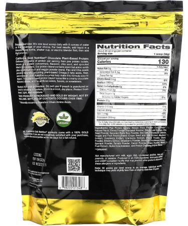 California Gold Nutrition Sport Plant-Based Protein - Chocolate Flavor 2 lb (907 g) - High-Quality Vegan Protein for Muscle Recovery & Energy - Buy Online on GoSupps.com