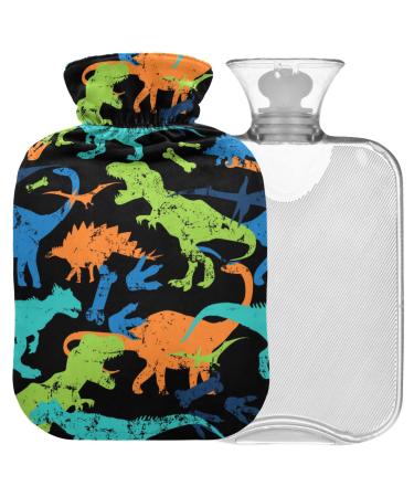 Naanle vintage dinosaurs heat bottle with cover transparent hot water bottle 2l large hot hot water bottle for bed hand feet warmer pain relief heat and cold therapy