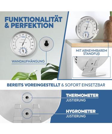 MAVORI 2in1 Stainless Steel Thermometer & Hygrometer | Analog Indoor Climate Control | Accurate Air Humidity & Temperature | 12.5cm - Buy Online on GoSupps.com