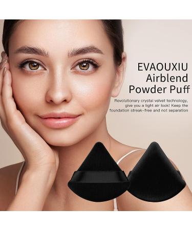 EVAOUXIU 6-Piece Triangle Powder Puff Set with 2 Makeup Sponges - Velour Cotton Puffs for Face Powder, Individually Wrapped (Black) - Buy Online on GoSupps.com