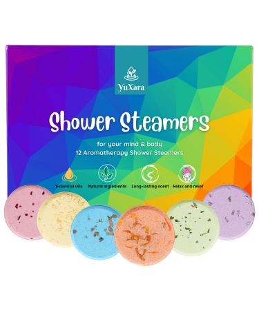 Yuxara Shower Steamers Aromatherapy - 12 Unique Scents-Essential Oils-Spa Experience at Home-Self-Care  Stress Relief  and Relaxation - Great for Gifting - Natural Ingredients - Vegan and Cruelty-Free