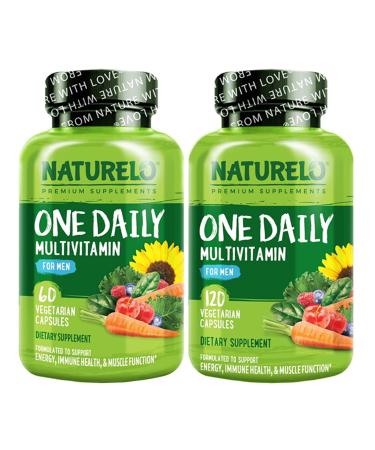 NATURELO One Daily Multivitamin for Men - with Vitamins & Minerals + Organic Whole Foods - Supplement to Boost Energy General Health - Non-GMO - 180 Capsules