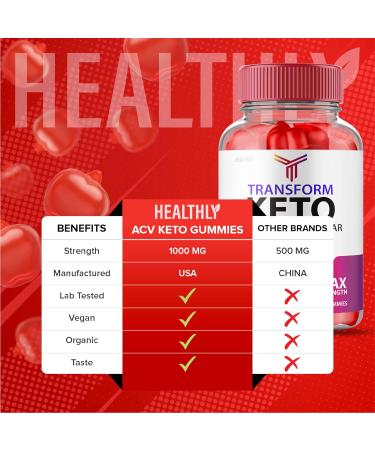Transform Keto ACV Gummies - Maximum Strength 1000mg Formula for Weight Loss - Vegan Apple Cider Vinegar Gummy - 60 Gummies - Buy Online on GoSupps.com