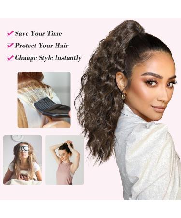 REECHO 14 Ponytail Extension Synthetic Hairpiece | Claw Clip | Soft Wavy Curly | Clip in Hair Extensions for Women | Daily Party HP002 | Black Brown 14 Inch 140g - Buy Online on GoSupps.com