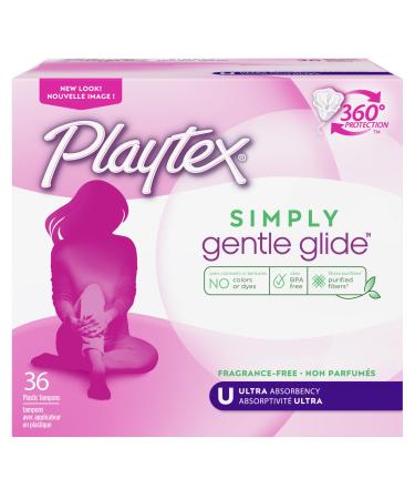 Playtex Simply Gentle Glide Unscented Tampons, Ultra Absorbency, 36 Count (Pack of 1) (Packaging May Vary) Multi 36 Count (Pack of 1) Ultra