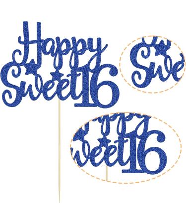 Gyufise 1Pc Happy Sweet 16 Cake Topper Blue Glitter Sweet 16 Birthday Cake Decoration Happy 16th Birthday Decorations for Girls Boys Party Supplies Blue 1pc - Buy Online on GoSupps.com