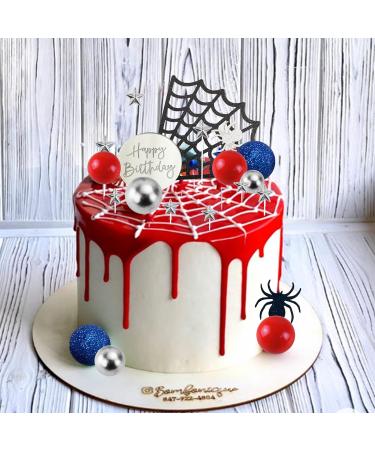 DRWATE Spider Cake Topper with Spider Web Balls Stars for Boys Men Birthday Party Baby Shower Supplies (Spider) - Buy Online on GoSupps.com