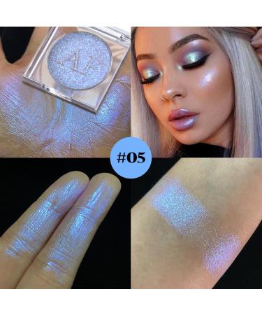 Duochrome Face Highlighter - Chameleon Holographic Mineral Powder for Glowing Skin | Waterproof Blue Purple Makeup #05 - Buy Online on GoSupps.com