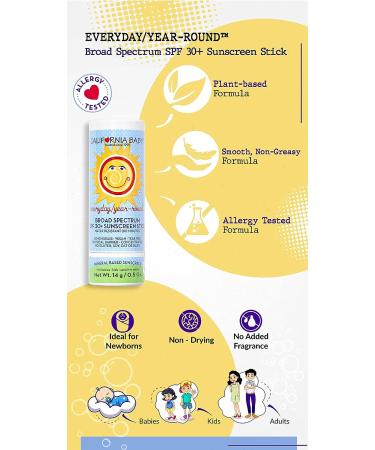 California Baby SPF30+ Sunscreen Lotion - Water Resistant, Hypoallergenic - 0.5oz (Pack of 1) - Buy Online on GoSupps.com