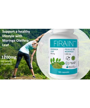 Firain Moringa Oleifera Leaf Canadian Made 600mg capsules - Natural Antixoidant Boost for Optimal Health - Buy Online on GoSupps.com