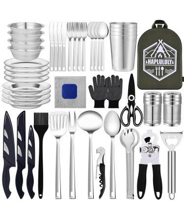 Haplululy Camping Accessories,Camping Gear Must Haves Camping Cookware Set Camping Cooking Utensils Set Supplies Kitchen Equipment Essentials Tailgating Accessories Outdoor Portable BBQ