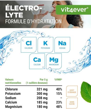 Electrolytes - 200 g (40 portions) - Formule d'hydratation avec chlorure potassium sodium calcium magn sium - Parfait pour les sportifs en cas de d shydratation - Sans sucre - Vegan - Orange - Buy Online on GoSupps.com