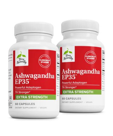 Terry Naturally Ashwagandha EP35 Extra Strength - Herbal Supplement for Sleep Support - Aid Healthy Stress Response - Endurance & Energy Support - 60 Capsules (60 Servings)