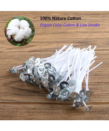 MILIVIXAY 3.5 inch Candle Wick Bundle - 100 Cotton Wicks with Paraffin Wax Coating, 100 Wick Stickers, 6 Wooden Wick Holders - DIY Candle Making Kit - Buy Online on GoSupps.com