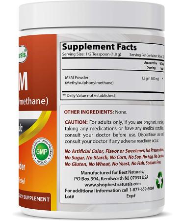 Best Naturals 100% Pure MSM Powder - 1lb | Natural Sulfur Supplement - Buy Online on GoSupps.com