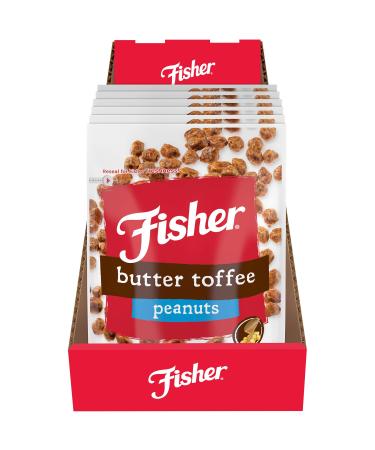 Fisher Snack Butter Toffee Peanuts, 5.5 Ounces (Pack of 6), No Artificial Colors or Flavors Butter Toffee Peanuts 5.5 Ounce (Pack of 6)