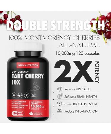 Tart Cherry 10 000mg Montmorency 10X Extract 120 Capsules Gout Pain Relief Vegetarian Potassium Non-GMO Allergen-Free Made in Canada (120 count (pack of 1)) - Buy Online on GoSupps.com