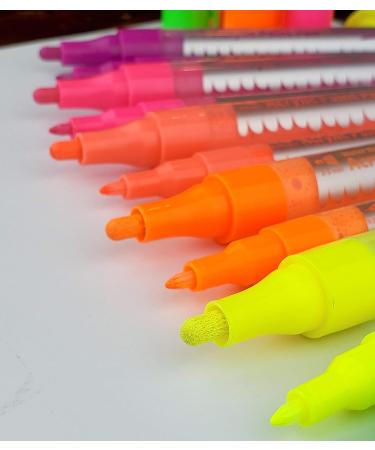 14 Pack Neon UV Fluorescent Acrylic Paint Pens - Extra Fine and Medium Tip Markers for Rock Painting, Ceramic, Glass - Water Based, Non-Toxic - Buy Online on GoSupps.com