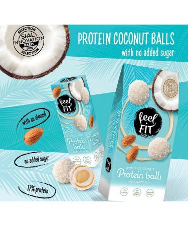 Feel FIT Sugar-Free Coconut Pralines with Almonds - 27g Protein Snack | Healthy Coconut Balls - Buy Online on GoSupps.com