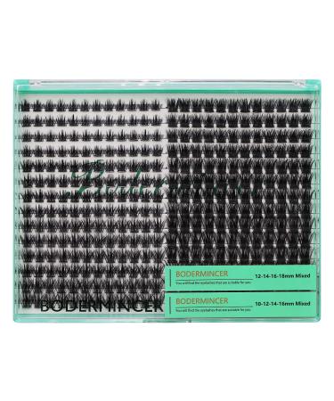 Bodermincer XXXL Tray 336PCS D Curl Cluster Lashes 10-12-14-16mm Mixed Length DIY Eyelashes Extension at Home (M01+M02 Mixed Length D Curl)
