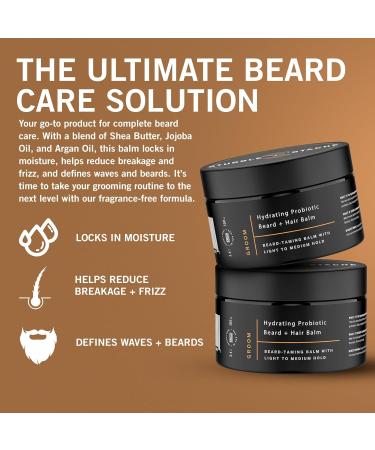 Stubble & Stache Men's Beard & Hair Balm - Shea Butter Jojoba & Argan Oil Leave-in Conditioner Fragrance Free - 3.4 fl oz - Best Mustache Wax for Grooming - Buy Online on GoSupps.com