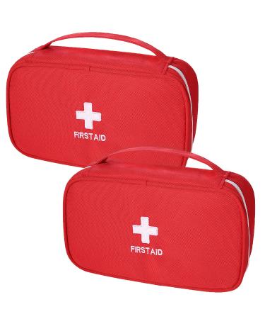 Ellsang First Aid Bag for Home Outdoor Travel Camping Hiking Backpacking Travel Vehicle(Empty Medical Bag) (2 Packs Red)