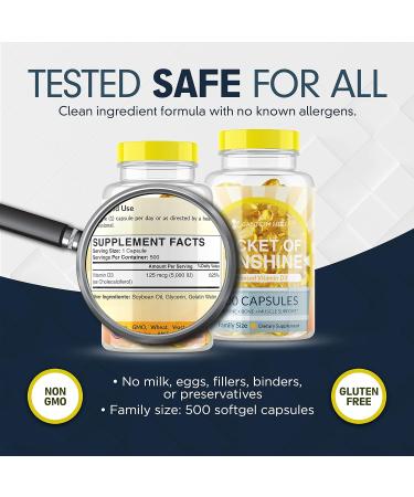 GANNON MED Vitamin D Supplement 5000 IU - 500 Softgel Family Pack | Bone & Muscle Support | Immune Health | Made in USA | Non-GMO - Buy Online on GoSupps.com