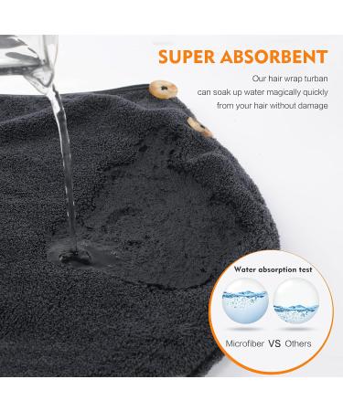 Buy Kinhwa Hairurban Microfiber Hair Turban Towel - Quick-Dry Super Absorbent 3 Pack Black with Buttons - Perfect for All Hair Types! - Buy Online on GoSupps.com