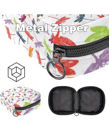 Colorful Women's Napkin Storage Bag - Dragonfly Motif Portable Period Pocket for Teens & Women | Menstrual Cups & Breastfeeding Pillow Holder - Buy Online on GoSupps.com