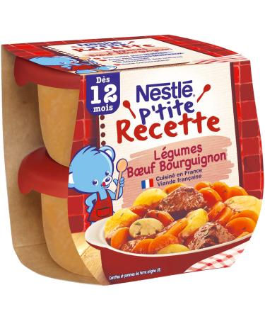Nestlé Bébé P'tite Vegetables Beef Bourguignon Recipe - 2 x 200g - From 12 Months